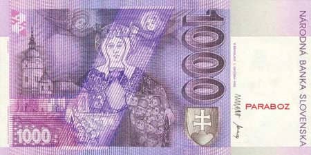 Slovakya Kronu 1.000 SKK arka yüz