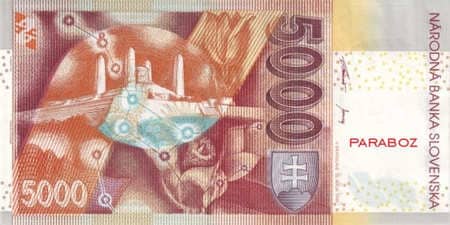 Slovakya Kronu 5.000 SKK arka yüz