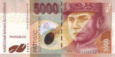 Slovakya Kronu 5.000 SKK ön yüz