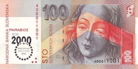 Slovakya Kronu 100 SSK ön yüz
