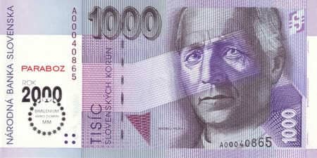 Slovakya Kronu 1.000 SSK ön yüz