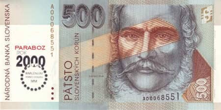 Slovakya Kronu 500 SSK ön yüz