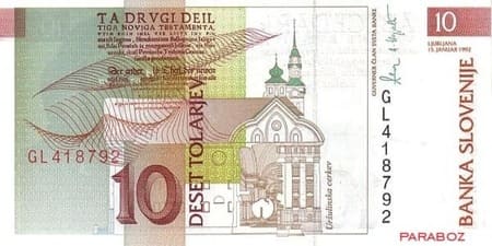 Slovenya Tolarjevi 10 SIT arka yüz