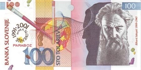 Slovenya Tolarjevi 100 SIT ön yüz