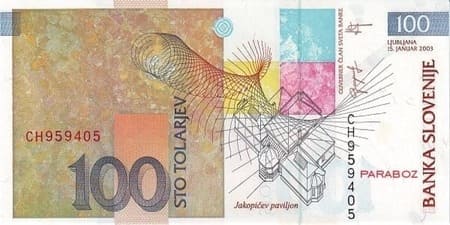 Slovenya Tolarjevi 100 SIT arka yüz