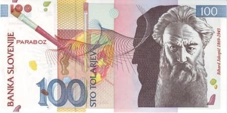 Slovenya Tolarjevi 100 SIT ön yüz