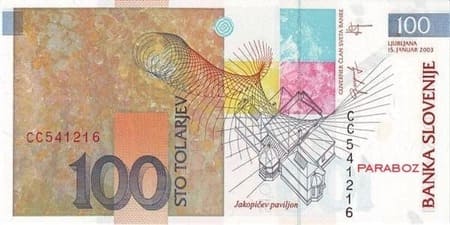 Slovenya Tolarjevi 100 SIT arka yüz
