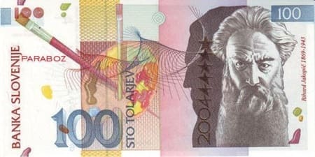 Slovenya Tolarjevi 100 SIT ön yüz