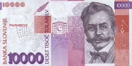 Slovenya Tolarjevi 10.000 SIT ön yüz