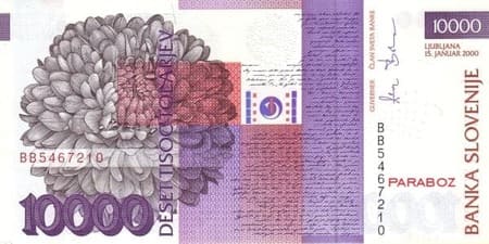 Slovenya Tolarjevi 10.000 SIT arka yüz