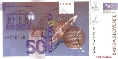 Slovenya Tolarjevi 50 SIT arka yüz