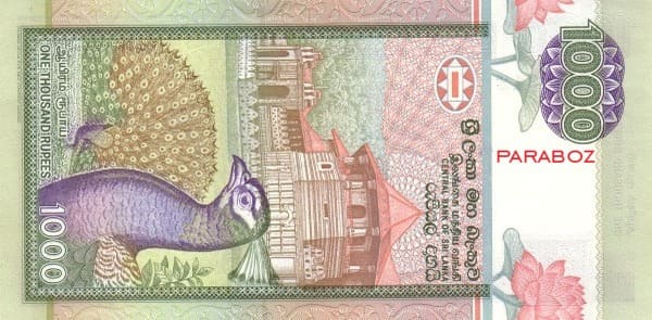 Sri Lanka 1.000 LKR arka yüz