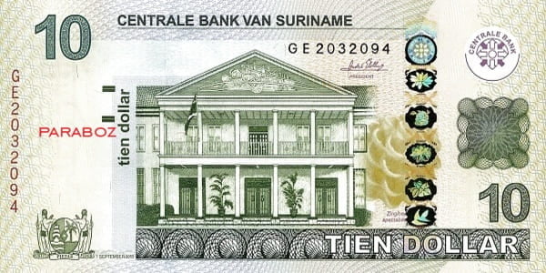 Surinam 10 SRD ön yüz