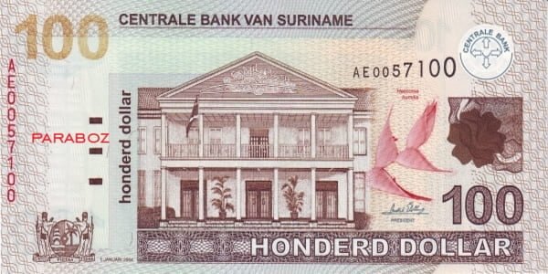 Surinam 100 SRD ön yüz