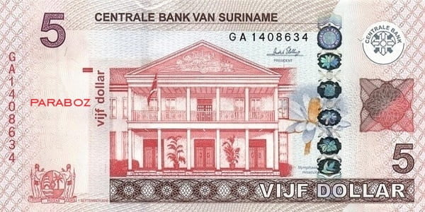 Surinam 5 SRD ön yüz