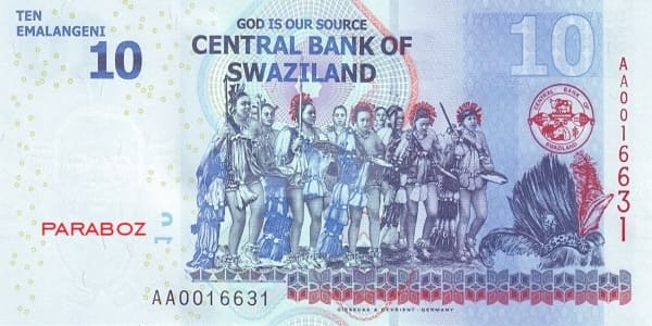 Swaziland 10 SZL arka yüz