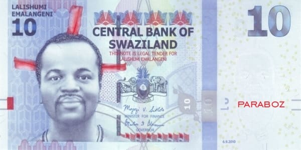 Swaziland 10 SZL ön yüz