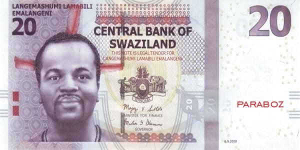 Swaziland 20 SZL ön yüz
