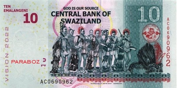 Swaziland 10 SZL arka yüz