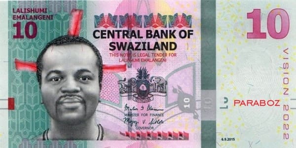 Swaziland 10 SZL ön yüz