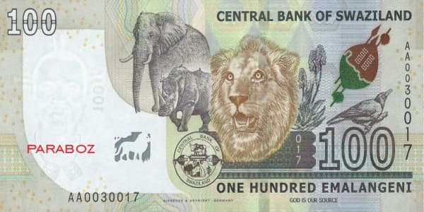 Swaziland 100 SZL arka yüz