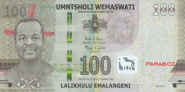 Swaziland 100 SZL ön yüz