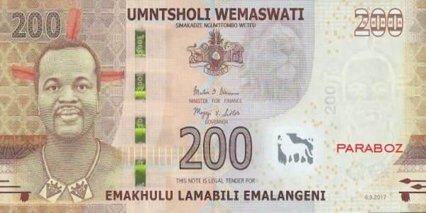 Swaziland 200 SZL ön yüz