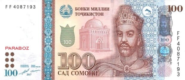 Tacikistan 100 TJS ön yüz