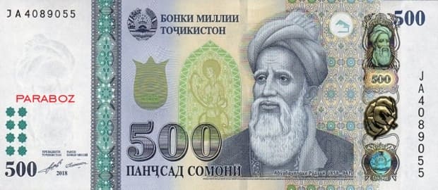 Tacikistan 500 TJS ön yüz