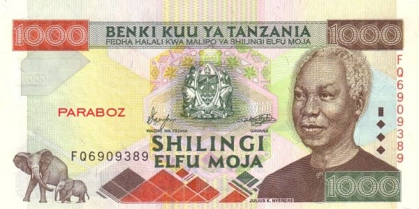Tanzanya 1.000 TZS ön yüz