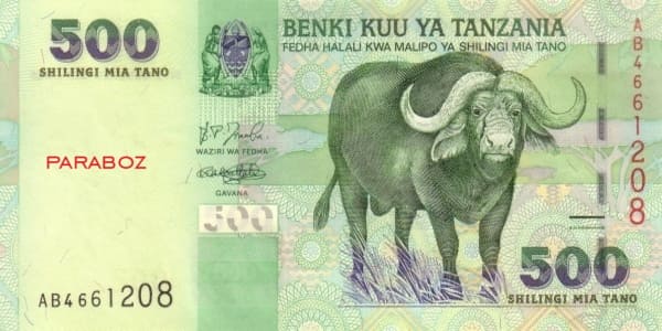 Tanzanya 500 TZS ön yüz
