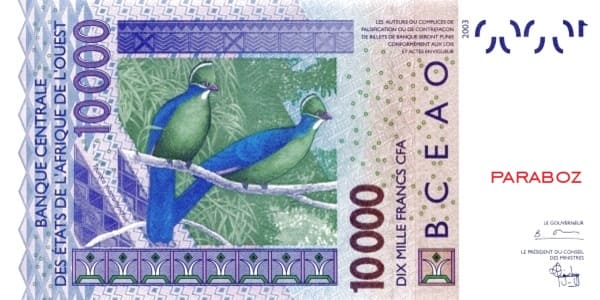 Togo 10.000 XOF arka yüz
