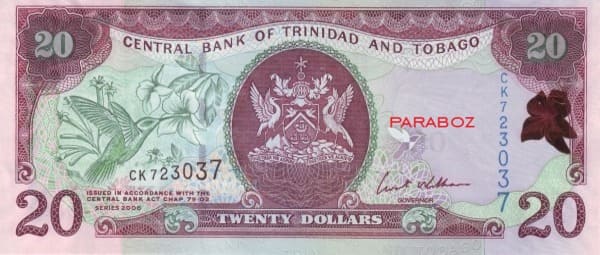 Trinidad ve Tobago 20 TTD ön yüz