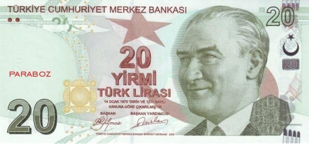 Türkiye 20 TRY ön yüz