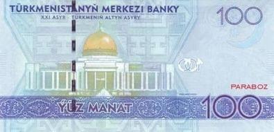 Türkmenistan 100 TMT arka yüz