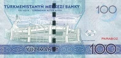 Türkmenistan 100 TMT arka yüz
