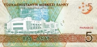 Türkmenistan 5 TMT arka yüz