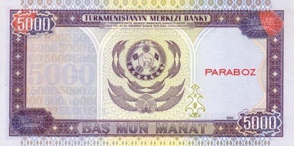 Türkmenistan 5.000 TMT arka yüz