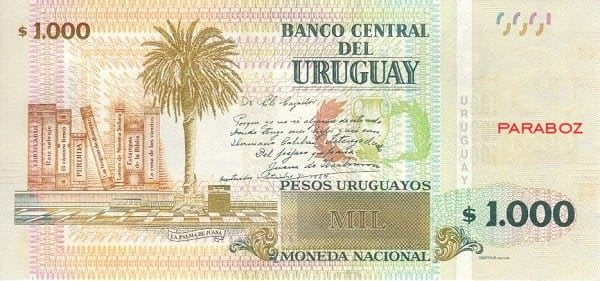 Uruguay 1.000 UYU arka yüz