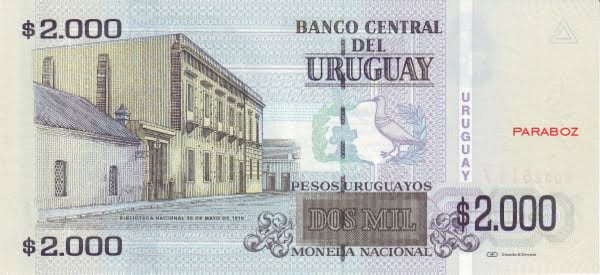 Uruguay 2.000 UYU arka yüz