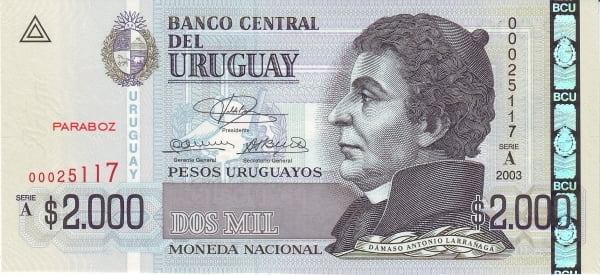 Uruguay 2.000 UYU ön yüz