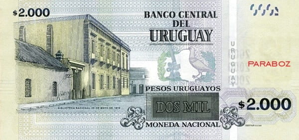 Uruguay 2.000 UYU arka yüz