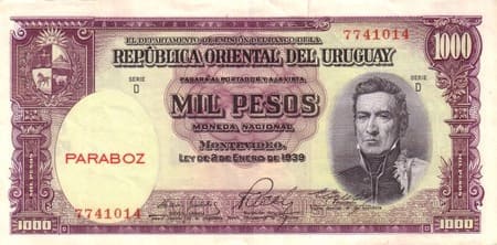Uruguay 1.000 UYU ön yüz
