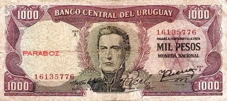 Uruguay 1.000 UYU ön yüz