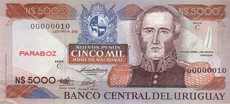 Uruguay 5.000 UYU ön yüz