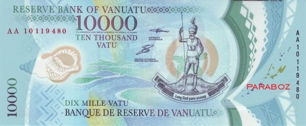 Vanuatu 10.000 VUV ön yüz