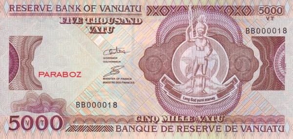 Vanuatu 5.000 VUV ön yüz
