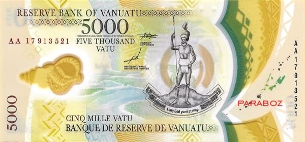 Vanuatu 5.000 VUV ön yüz