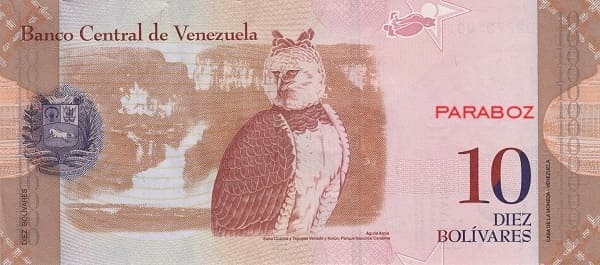 Venezuela 10 VEF arka yüz