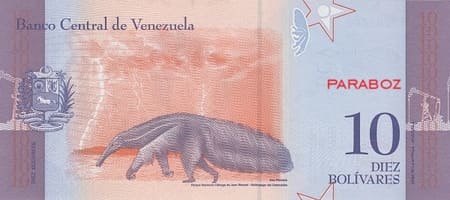 Venezuela 10 VEF arka yüz